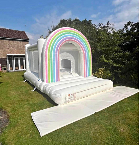 White inflatable bouncy - inflatable, castle